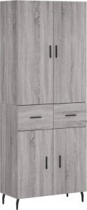 vidaXL vidaXL Witrynka szary dąb sonoma 69,5x34x180cm materiał drewnopochodny 2