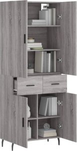 vidaXL vidaXL Witrynka szary dąb sonoma 69,5x34x180cm materiał drewnopochodny 3