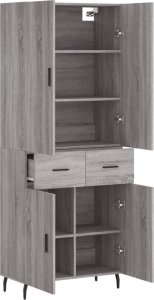 vidaXL vidaXL Witrynka szary dąb sonoma 69,5x34x180cm materiał drewnopochodny 4