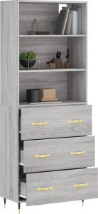 vidaXL vidaXL Witrynka szary dąb sonoma 69,5x34x180cm materiał drewnopochodny 3