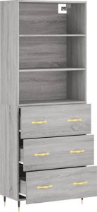 vidaXL vidaXL Witrynka szary dąb sonoma 69,5x34x180cm materiał drewnopochodny 4
