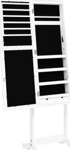 vidaXL vidaXL Szafka na biżuterię, z lustrem i LED, wolnostojąca, biała 7
