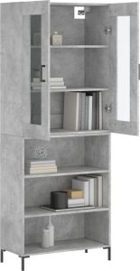 vidaXL vidaXL Witrynka, szarość betonu 69,5x34x180 cm materiał drewnopochodny 3