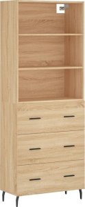 vidaXL vidaXL Witrynka, dąb sonoma, 69,5x34x180 cm, materiał drewnopochodny 2