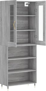 vidaXL vidaXL Witrynka szary dąb sonoma 69,5x34x180cm materiał drewnopochodny 4