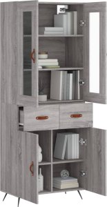 vidaXL vidaXL Witrynka szary dąb sonoma 69,5x34x180cm materiał drewnopochodny 3