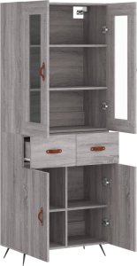 vidaXL vidaXL Witrynka szary dąb sonoma 69,5x34x180cm materiał drewnopochodny 4