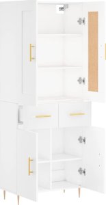 vidaXL vidaXL Witrynka, biała, 69,5x34x180 cm, materiał drewnopochodny 4