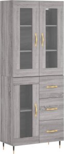 vidaXL vidaXL Witrynka szary dąb sonoma 69,5x34x180cm materiał drewnopochodny 2