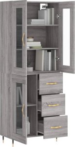 vidaXL vidaXL Witrynka szary dąb sonoma 69,5x34x180cm materiał drewnopochodny 3