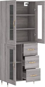 vidaXL vidaXL Witrynka szary dąb sonoma 69,5x34x180cm materiał drewnopochodny 4