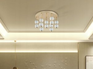 Lampa sufitowa Beliani Lampa sufitowa LED metalowa złota YOWAKA 8
