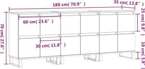 vidaXL Szafki, 3 szt., przydymiony dąb, materiał drewnopochodny 11