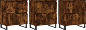 vidaXL Szafki, 3 szt., przydymiony dąb, materiał drewnopochodny 2