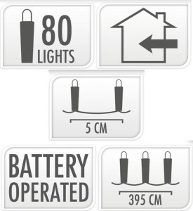 Lampki choinkowe Koopman Lampki druciki na baterie girlanda 80 led ciepły biały 3