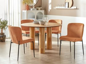 Beliani Tkanina Krzesło do jadalni Zestaw 2 Pomarańczowy ADA 2