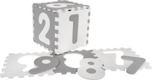 Mata biało-szara z 9 Puzzli dla dzieci 10m+ Wyjmowane cyfry litery + Pianka EVA + Powłoka antybakteryjna Ag+ 5