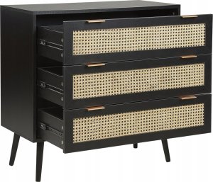 Beliani Komoda 3 szuflady fronty rattanowe czarna OPOCO 3