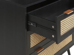 Beliani Komoda 3 szuflady fronty rattanowe czarna OPOCO 4