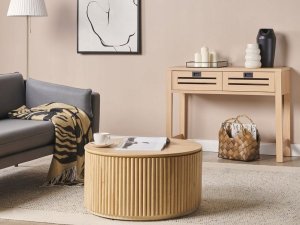 Beliani Konsola 2 szuflady jasne drewno RANDA 6