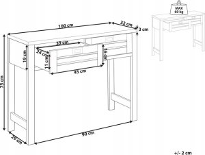 Beliani Konsola 2 szuflady jasne drewno RANDA 7