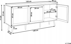 Beliani Szafka trzydrzwiowa fronty rattanowe czarna OPOCO 7