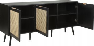 Beliani Szafka trzydrzwiowa fronty rattanowe czarna OPOCO 8