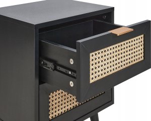 Beliani Szafka nocna 2 szuflady fronty rattanowe czarna OPOCO 5
