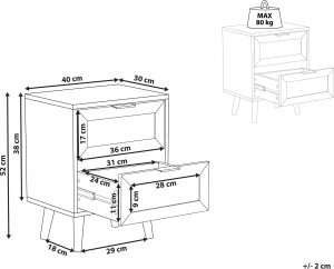 Beliani Szafka nocna 2 szuflady fronty rattanowe czarna OPOCO 7
