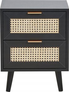Beliani Szafka nocna 2 szuflady fronty rattanowe czarna OPOCO 8