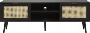 Beliani Szafka RTV z frontem rattanowym czarna OPOCO 2