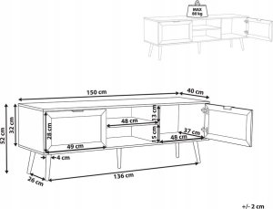 Beliani Szafka RTV z frontem rattanowym czarna OPOCO 7