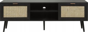 Beliani Szafka RTV z frontem rattanowym czarna OPOCO 10