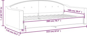 vidaXL vidaXL Sofa z funkcją spania, czarna, 100x200 cm, obita tkaniną 8