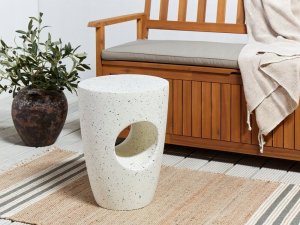 Beliani Stolik pomocniczy złamana biel z efektem lastryko EDOLO 8