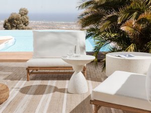 Beliani Stolik pomocniczy biały z efektem lastryko CAFFI 2