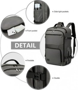 Plecak turystyczny Kono Szary Plecak LOT Ryanair WizzAir 55x40x23 do Samolotu 40L Flex 5