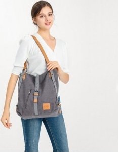 Plecak turystyczny Kono Torebka Plecak 2w1 Czarny Płócienny Ellen 4