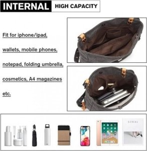 Plecak turystyczny Kono Torebka Plecak 2w1 Czarny Płócienny Ellen 7