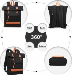 Plecak turystyczny Kono Czarny Płócienny Plecak Vintage A4 Arizona 7