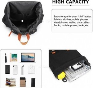 Plecak turystyczny Kono Czarny Płócienny Plecak Vintage A4 Arizona 9