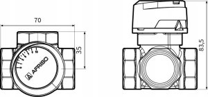 Afriso Zawór mieszający 3-drogowy obrotowy ARV 384 Vario ProClick, DN25, Rp1", Kvs 4,5-12 6