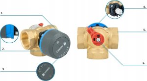 Afriso Zawór mieszający 3-drogowy obrotowy ARV 384 Vario ProClick, DN25, Rp1", Kvs 4,5-12 10