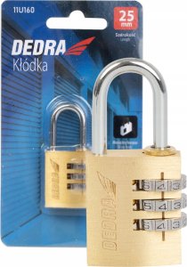 Dedra Kłódka mosiężna z zamkiem szyfrowym 25mm 3
