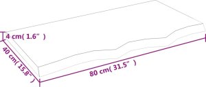 vidaXL vidaXL Blat stołu, 80x40x(2-4) cm, surowe lite drewno dębowe 8