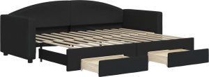 vidaXL vidaXL Sofa rozsuwana z szufladami, czarna, 80x200 cm, tkanina 2