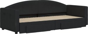 vidaXL vidaXL Sofa rozsuwana z szufladami, czarna, 80x200 cm, tkanina 3
