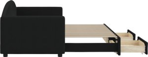 vidaXL vidaXL Sofa rozsuwana z szufladami, czarna, 80x200 cm, tkanina 4