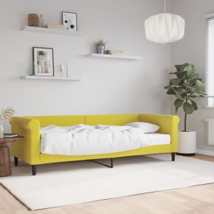 vidaXL vidaXL Sofa z materacem do spania, żółta, 80x200 cm, aksamit 1