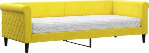 vidaXL vidaXL Sofa z materacem do spania, żółta, 80x200 cm, aksamit 2